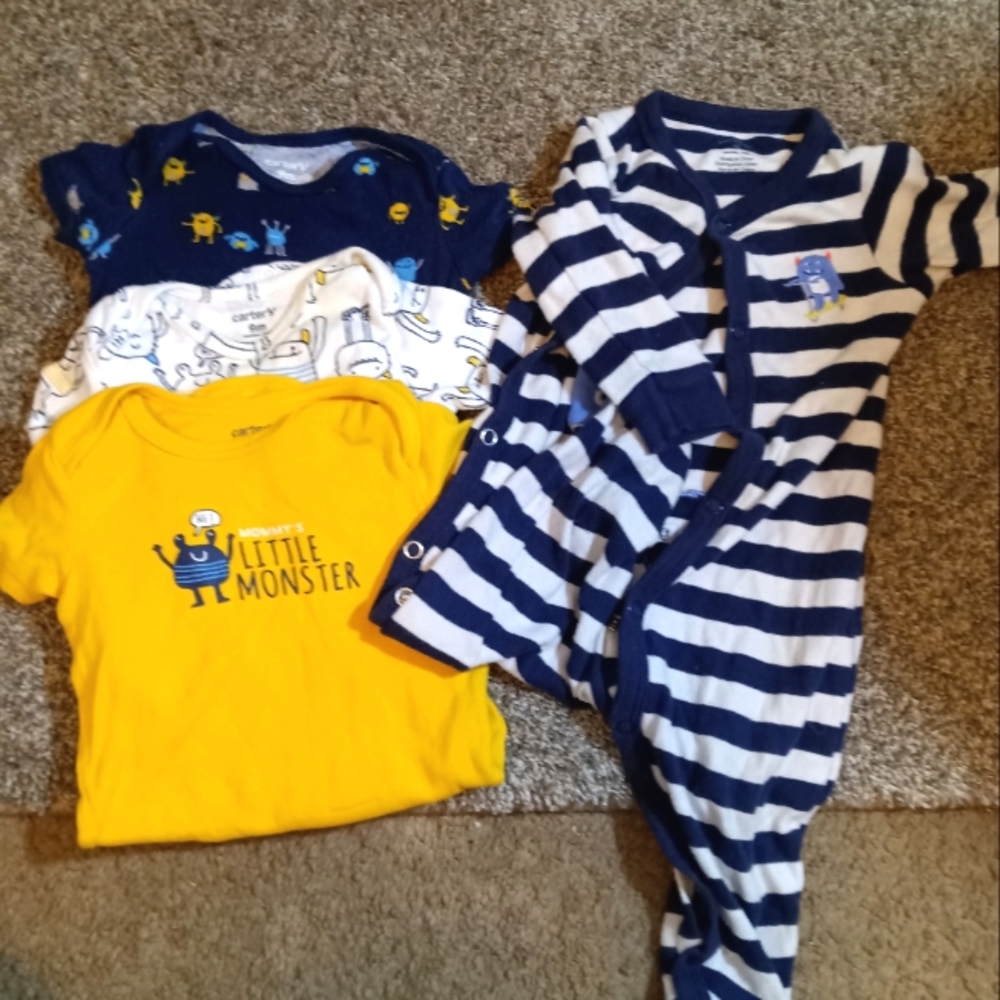 Carter's 9 months monster theme Onesies 4 pcs
